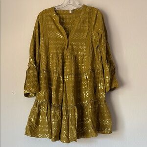 Elan Shimmering Gold Long Sleeve Dress